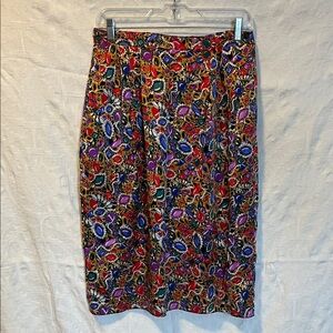 Talbots 100% Silk Vintage Midi Skirt, Size 12 30" Waist